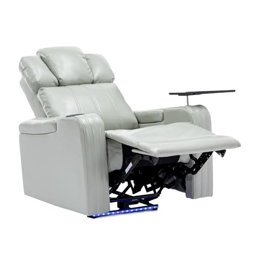 Black Electric Recliner Chair with Cup Holder Bluetooth Speaker LED Lights USB Ports Tray Table Arm Storage X6855