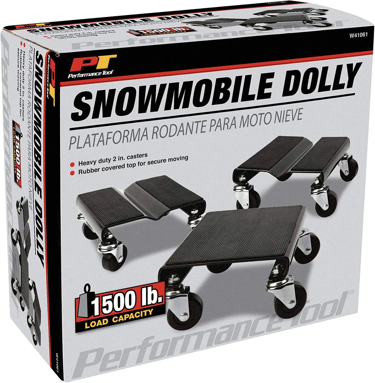 Heavy Duty Snowmobile Dolly with 2.5” PVC Swivel Casters and Rubber Pad N20866