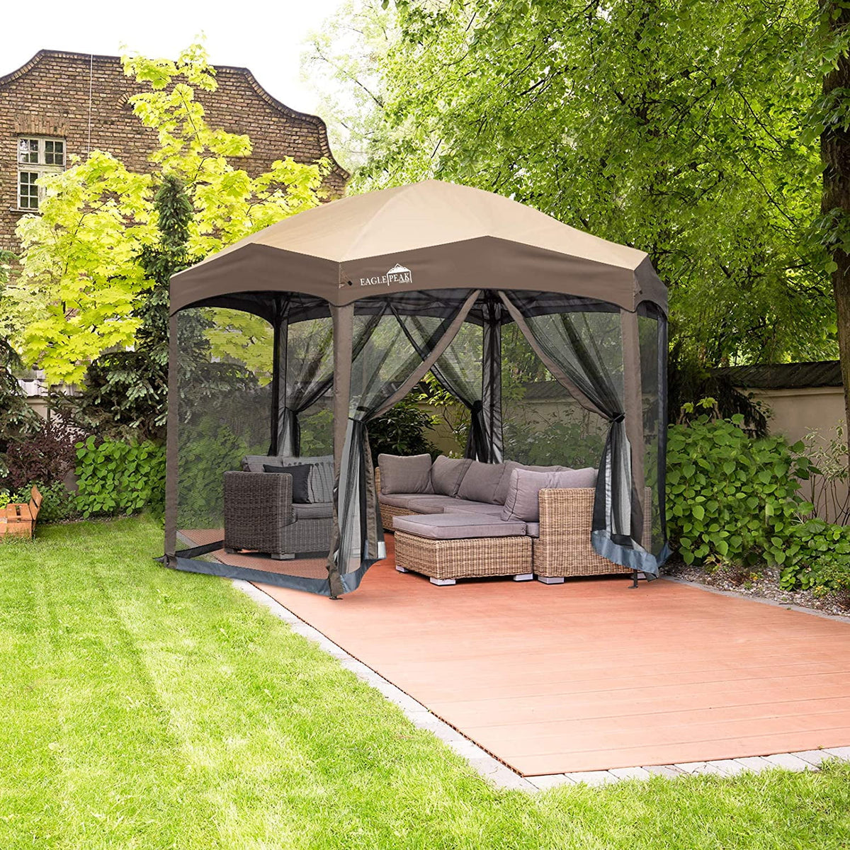 6 Sided Pop-Up Camping Gazebo with Mosquito Netting Q2197