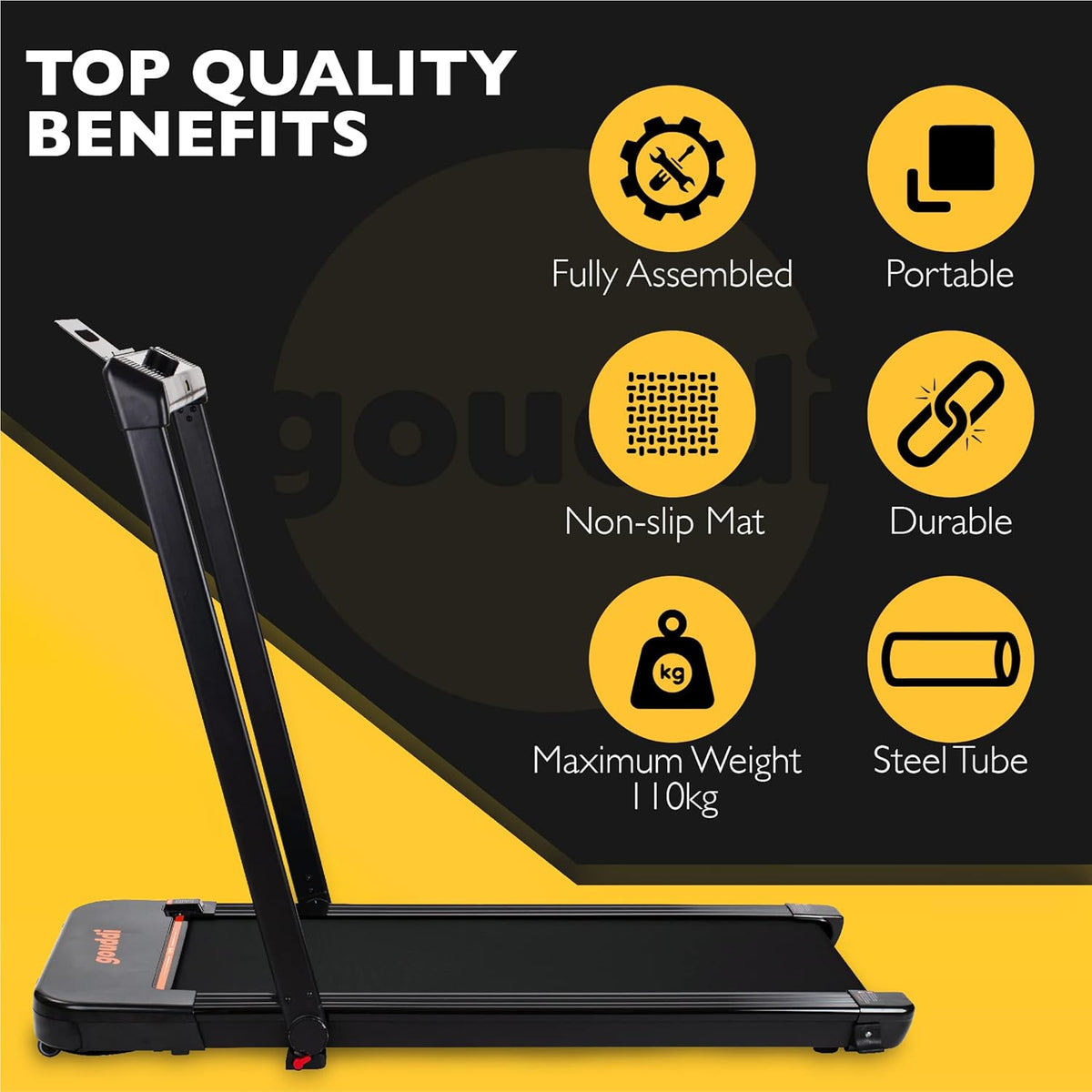 Under Desk Treadmill, 480W Foldable Motorized Exercise Machine with Bluetooth Speaker and LED Display G300