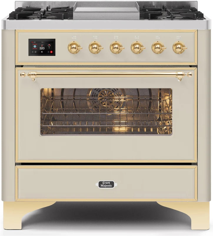 Antique White Dual Fuel Natural Gas Range O127