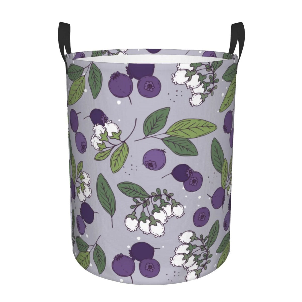 Blueberry Fruit Flower Art Pattern Collapsible Laundry Basket with Handles C978