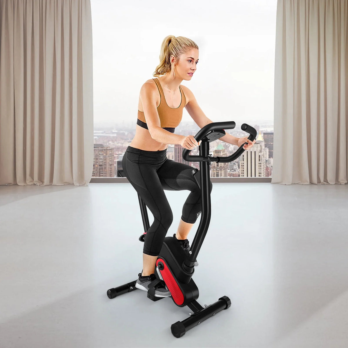 Stationary Indoor Cycling Bike with Seat Cushion and Digital Display M9651