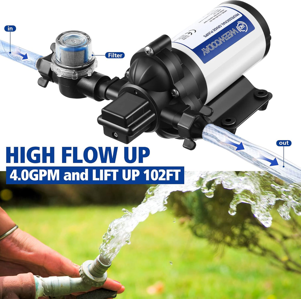 Self Priming Diaphragm Pump 115V 4 Gpm 45 Psi with Power Plug Y30579