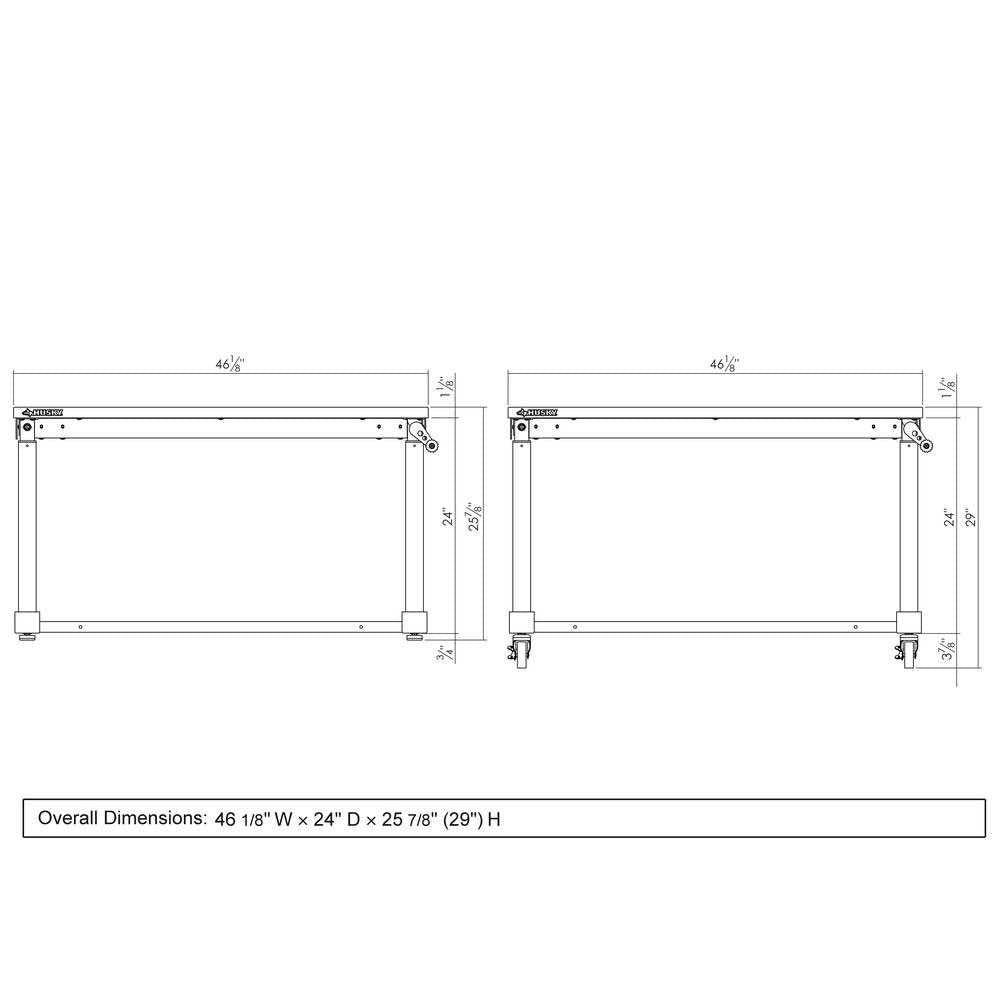 46 in. W x 24 in. D Steel Adjustable Height Solid Wood Top Workbench Table in Black L923