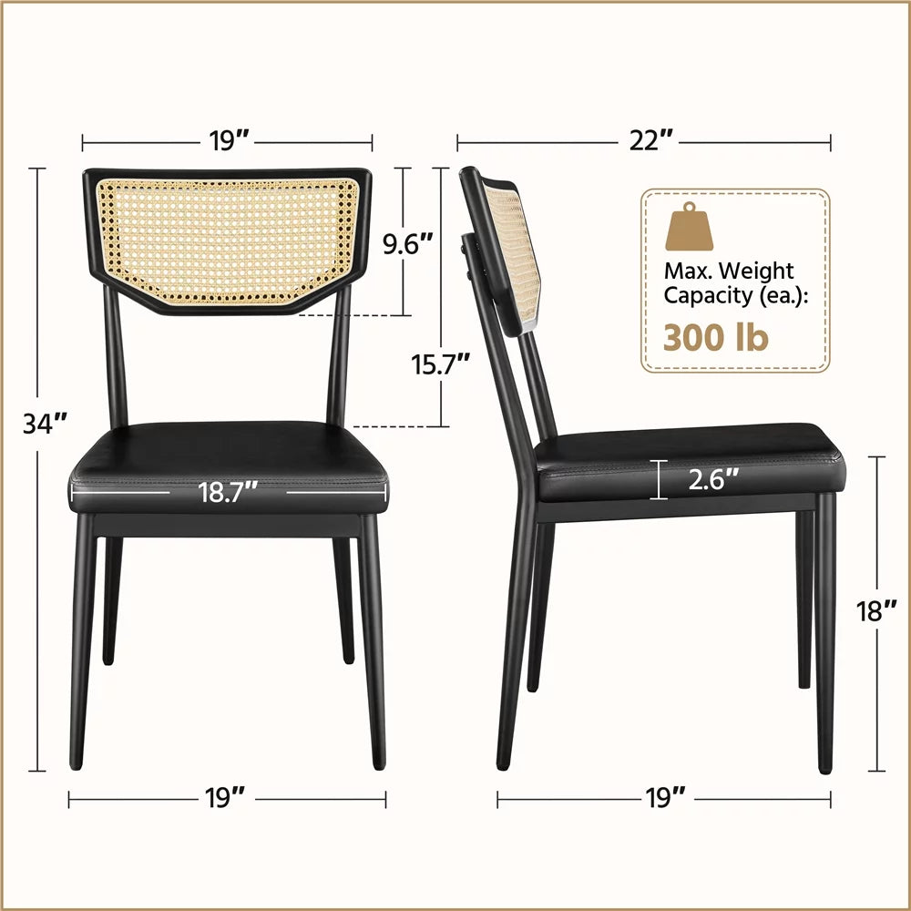 Black Faux Leather Dining Chair Set of 2 Q62708