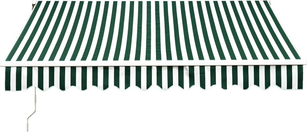 12x10 Feet Manual Retractable Patio Awning Canopy (Grey) U8649