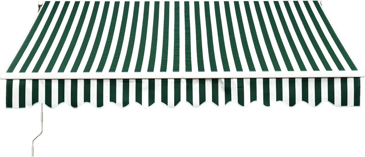 12x10 Feet Manual Retractable Patio Awning Canopy (Grey) U8649