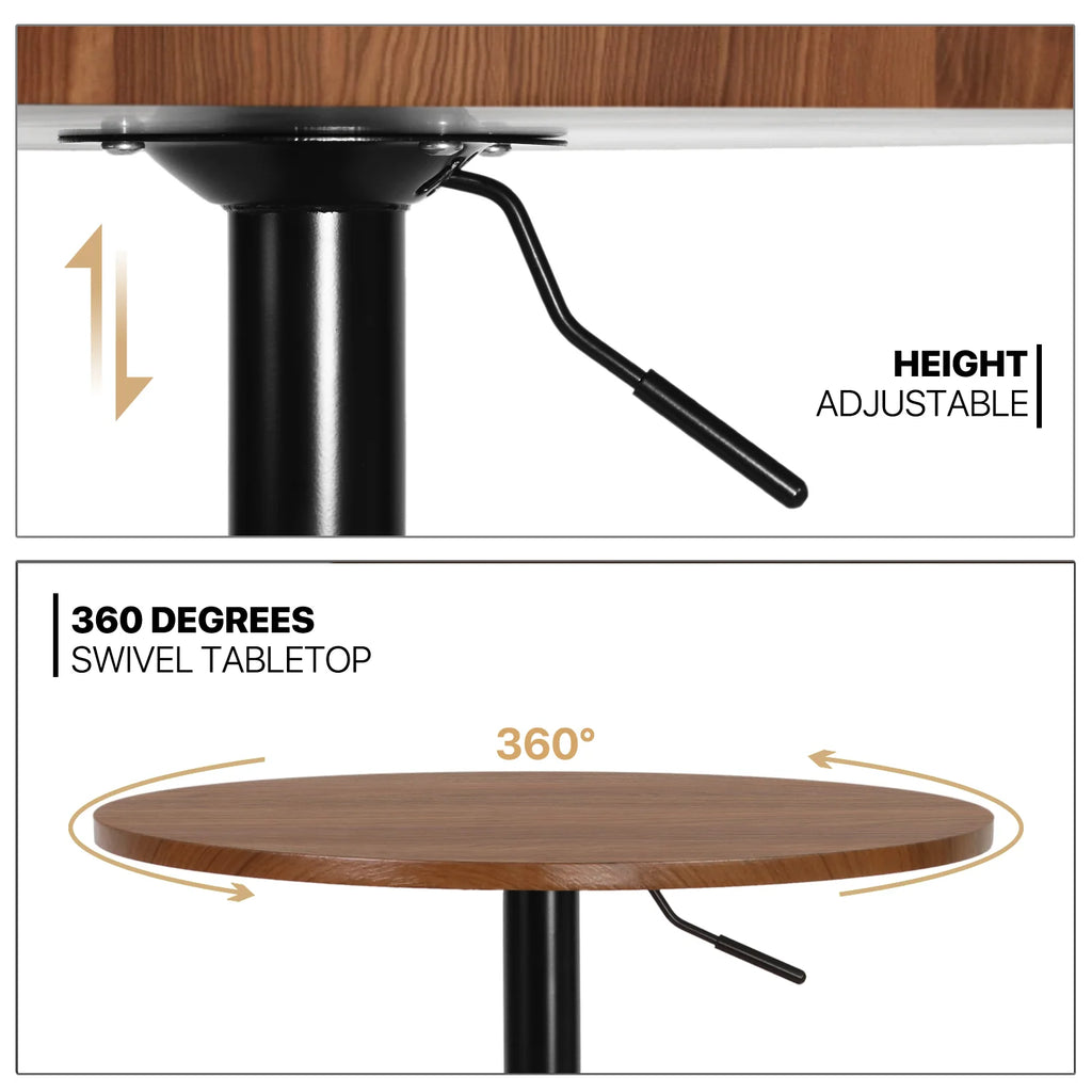 3 Piece Bar Table and Chair Set with Rotatable Tall Bistro Stools D51553