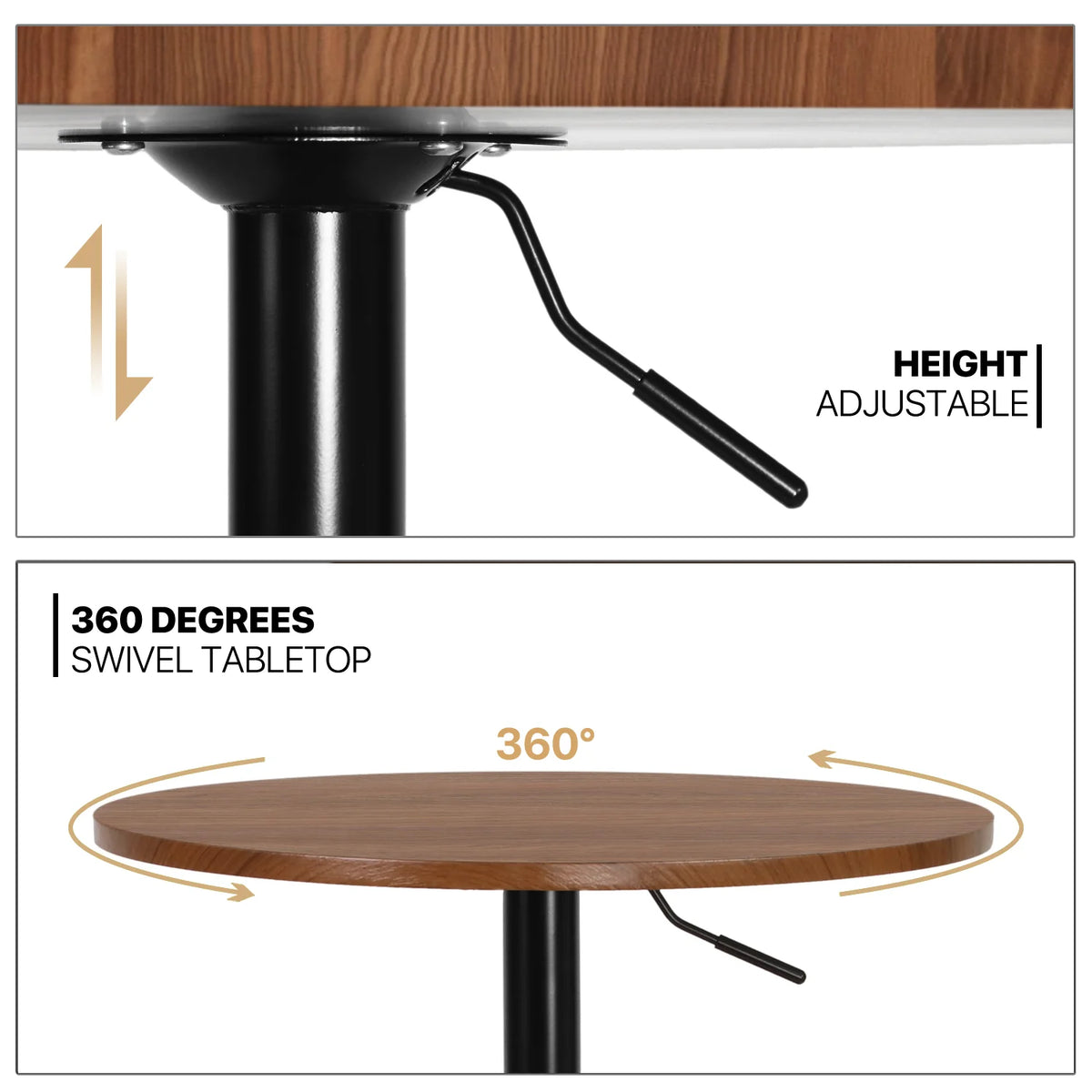 3 Piece Bar Table and Chair Set with Rotatable Tall Bistro Stools D51553