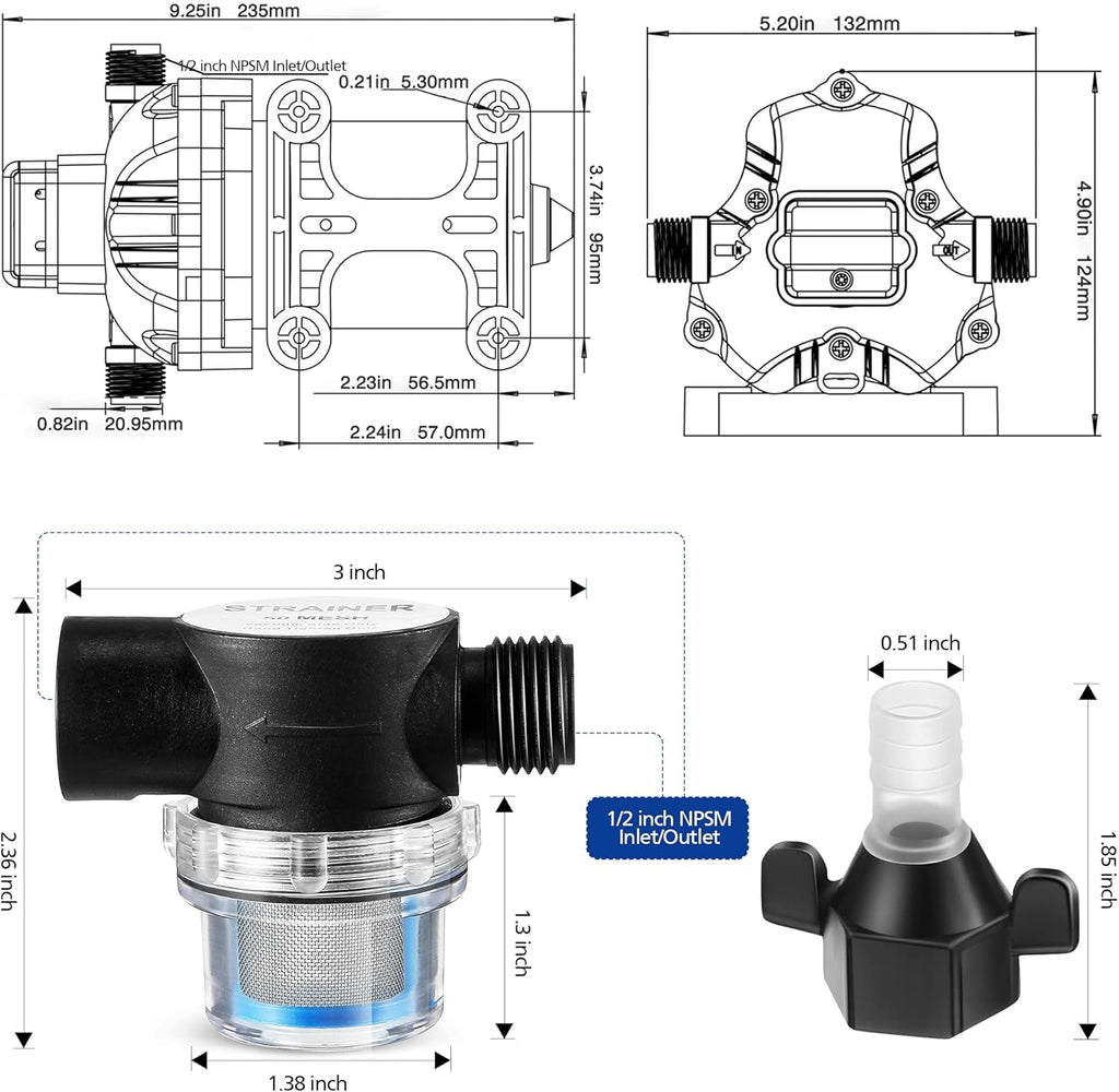 Self Priming Diaphragm Pump 115V 4 Gpm 45 Psi with Power Plug Y30579