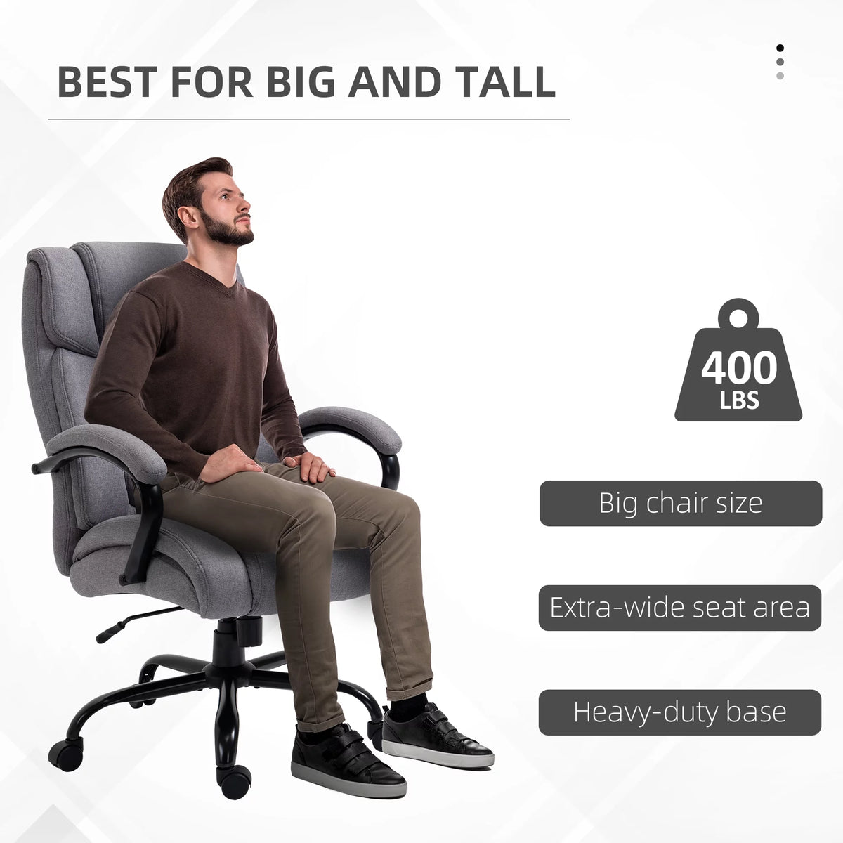 Light Grey Linen Fabric High Back Executive Office Chair V924901
