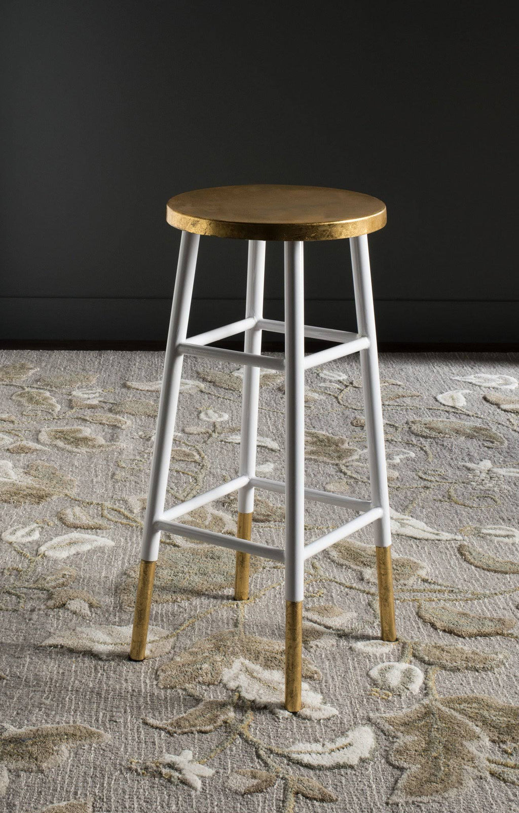 Metallic Bar Stool, White/Gold E29829