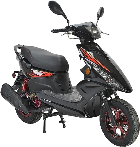 150cc Gas Moped Scooter with 10 inches Aluminum Wheels Black U117660