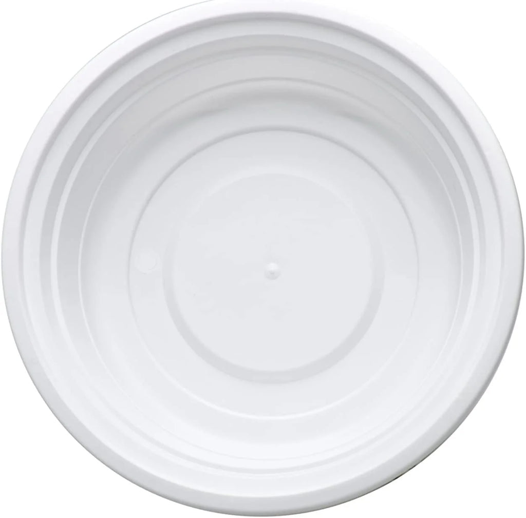 48oz 25 Pack White 9" Round Microwavable Plastic Container with Lid M215