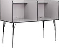 Double Wide Study Carrel with Adjustable Legs and Top Shelf in Nebula Grey D925393