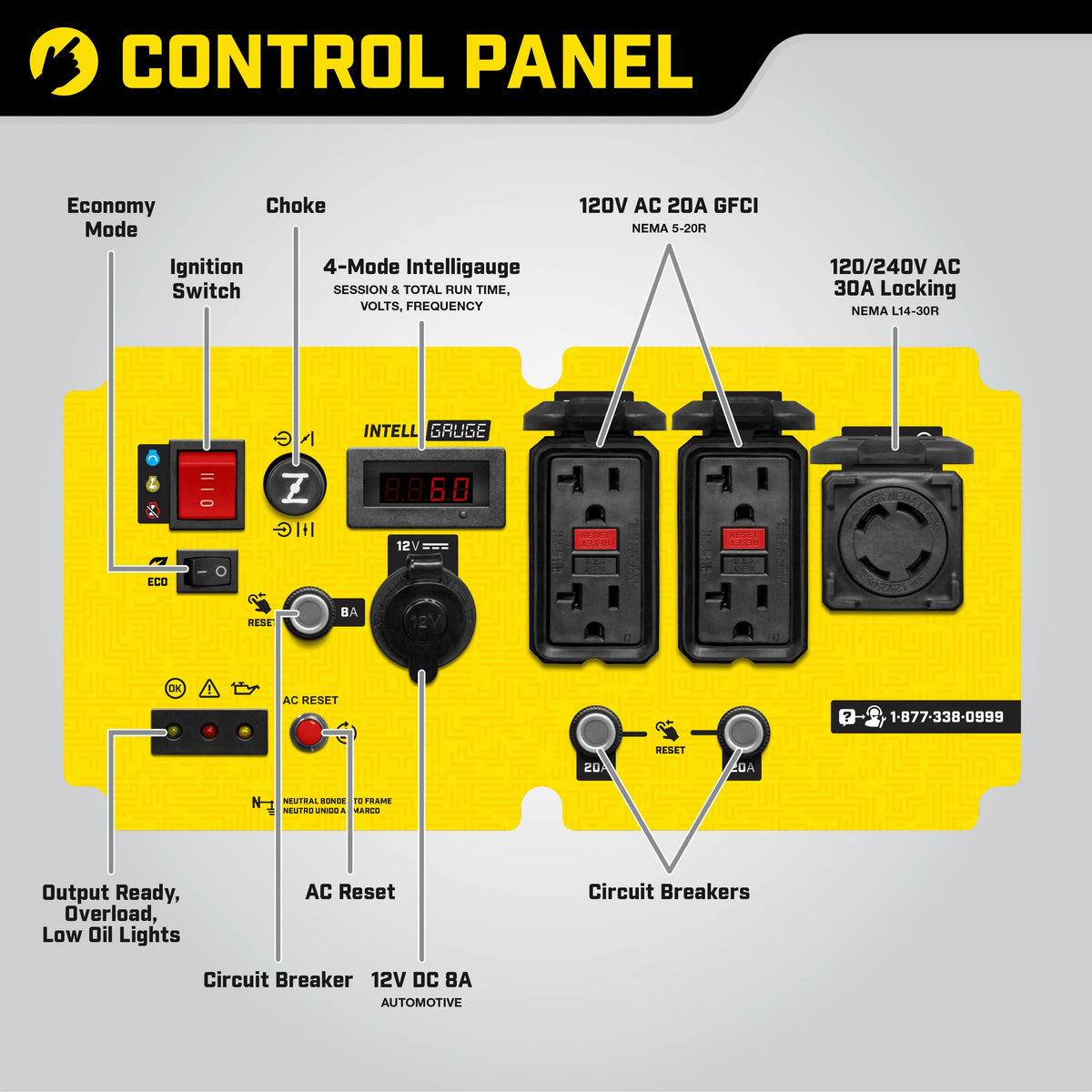 8750-Watt Open Frame Inverter with Electric Start M46868