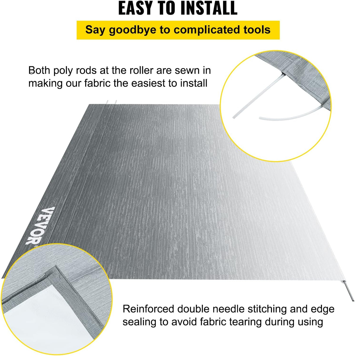 15 FT Gray Fade Vinyl RV Awning Replacement Fabric Q26523