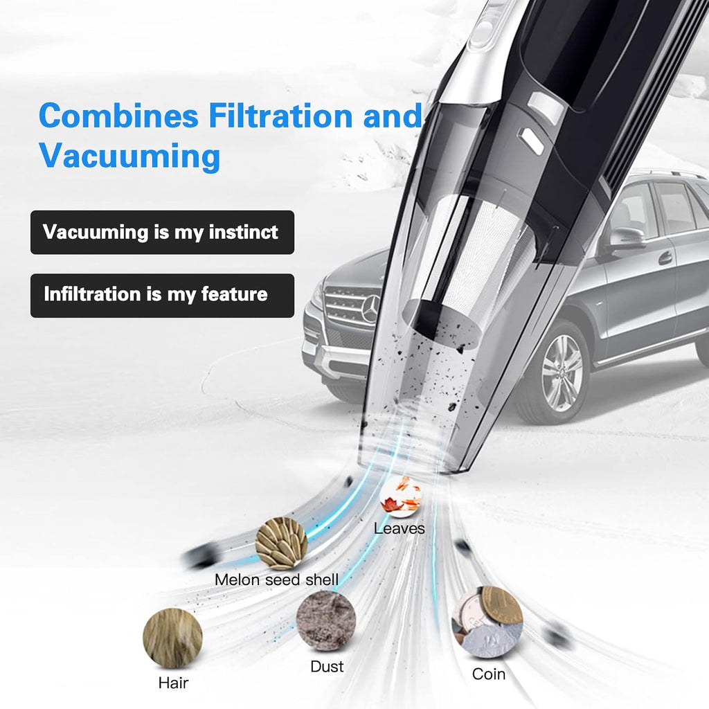 4-in-1 Cordless Handheld Car Vacuum with LED Light, Pack of 2 Q7402