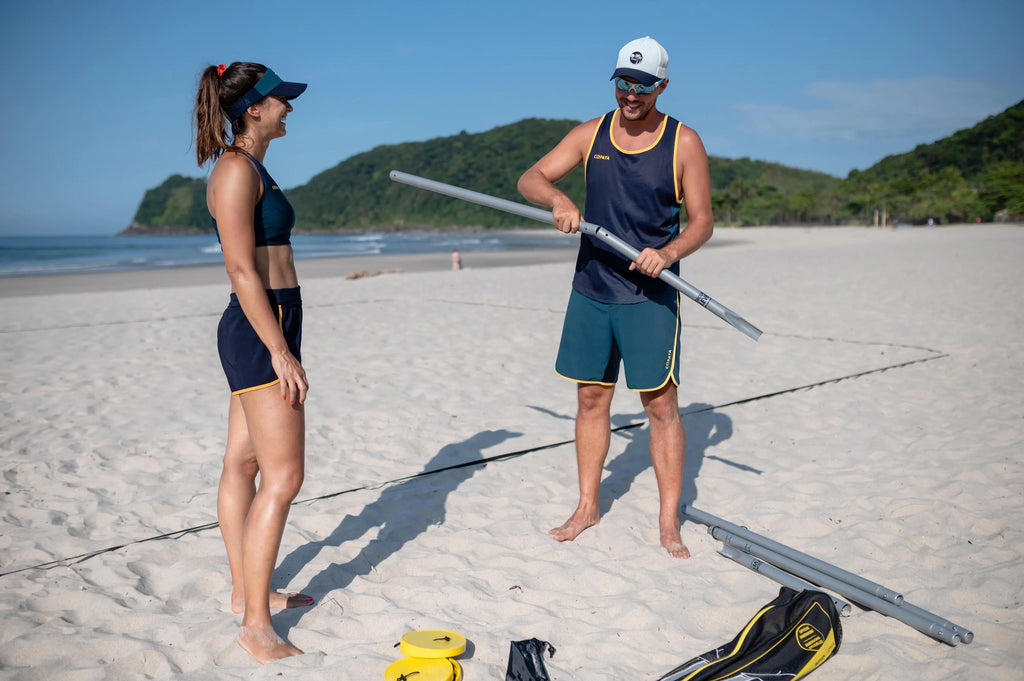 Portable Beach Volleyball Set Adjustable Heights Yellow F533
