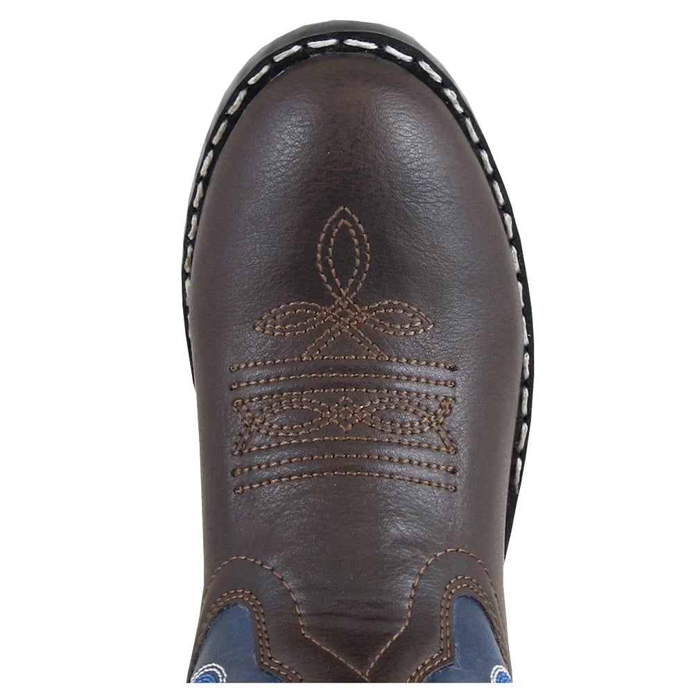 Brown/Navy Kids Western Boots G6214