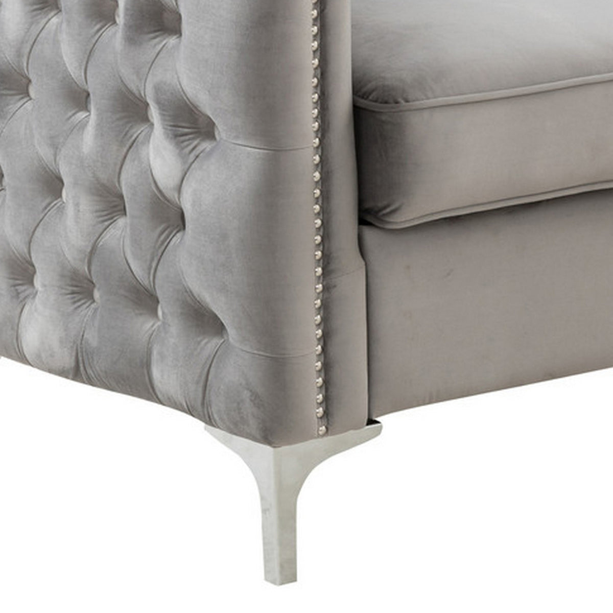 Gray Velvet Sofa Armchair with 1 Pillow B8369