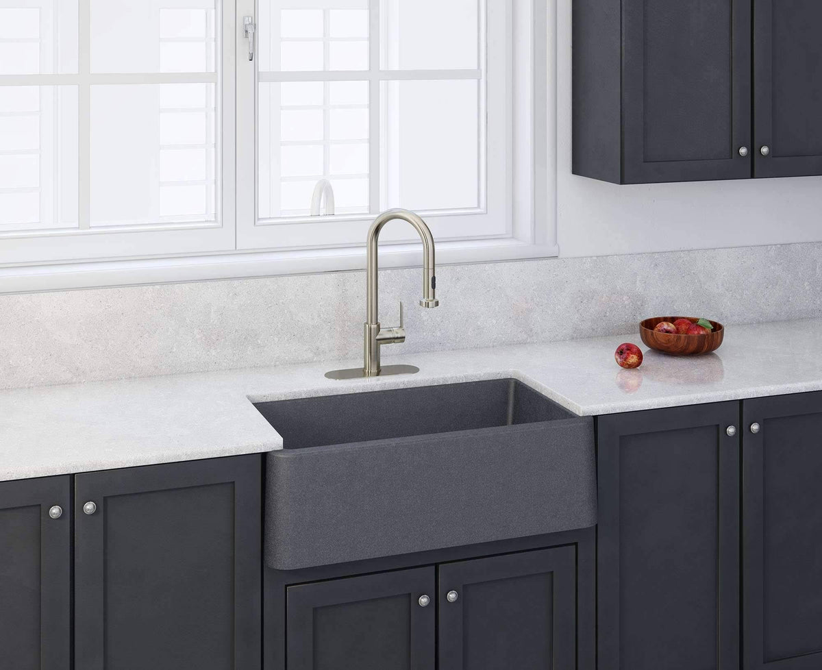 33x22 Metallic Apron Kitchen Sink Titanium Grey A115