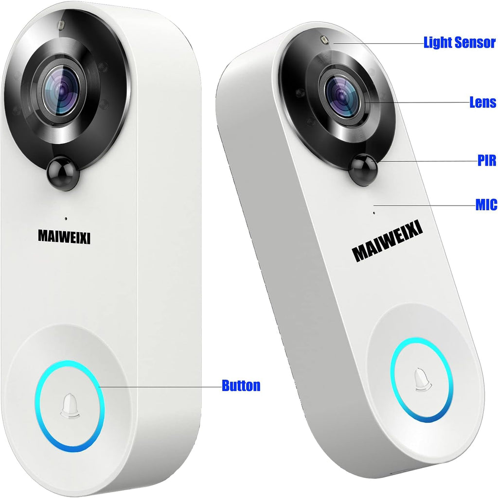 WiFi Smart Video Doorbell 1080p Camera 2-Way Audio Night Vision Black U309