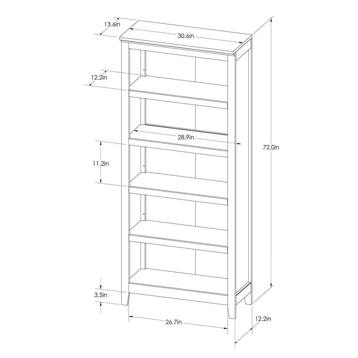 5-Shelf Bookcase D15778