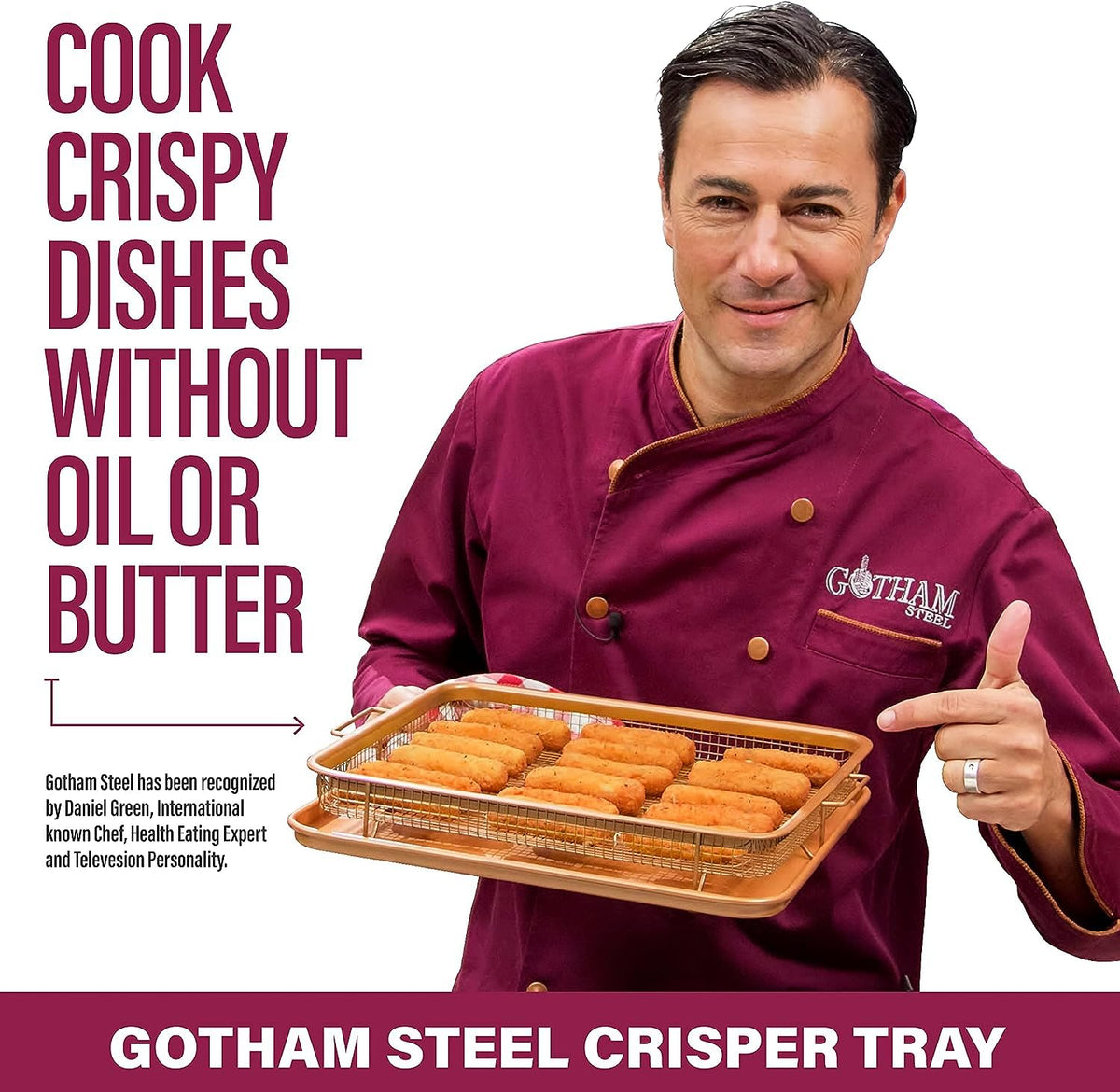 2 Piece Nonstick Air Fryer Tray + Basket, Copper Crisper Tray, 16.5” x 12” X772
