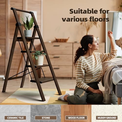 3 Step Foldable Aluminum Step Ladder with Handgrip N661