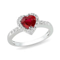 3.20 CT Red Ruby Gemstone with White Gold Diamond Ring, Size 6.5 N748