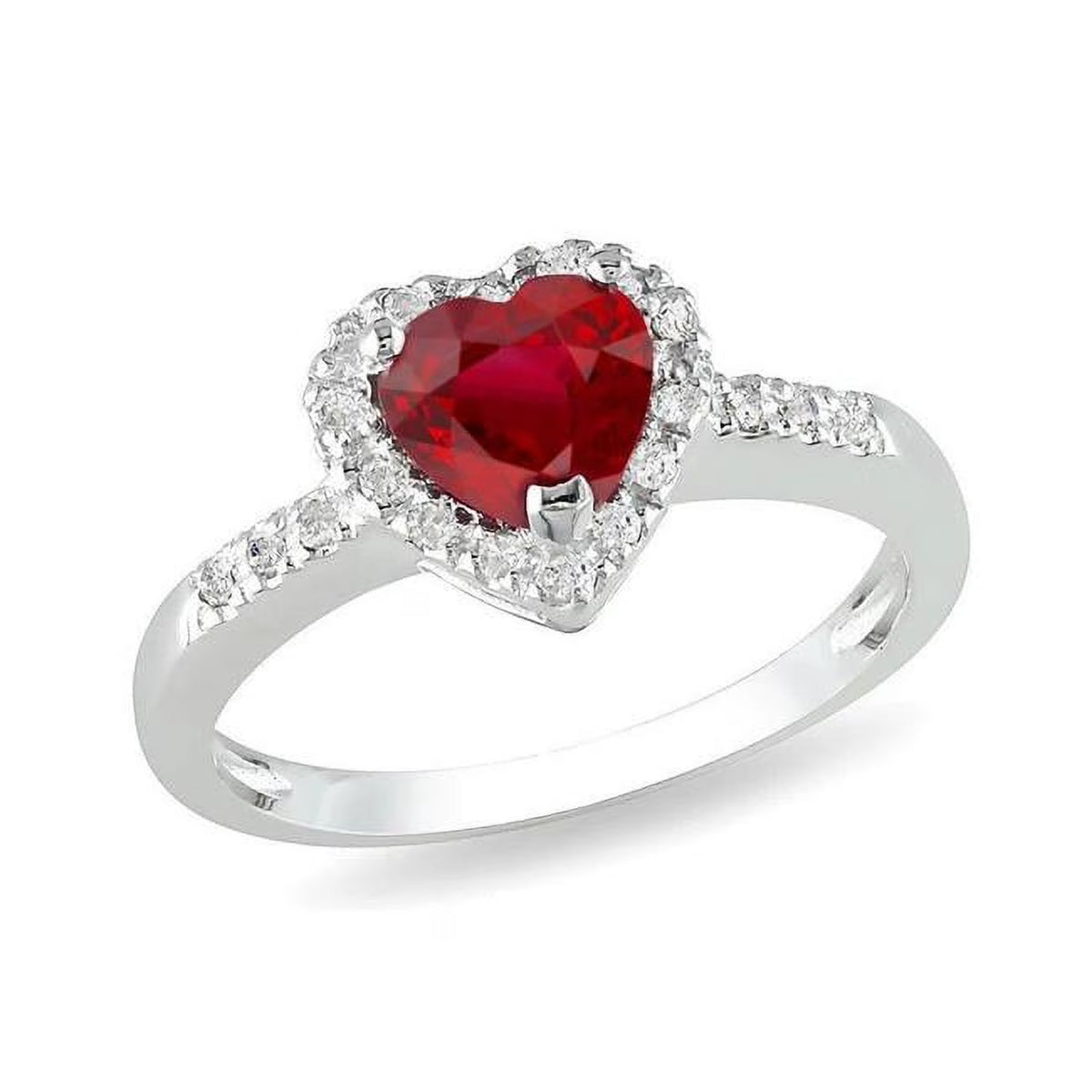 3.20 CT Red Ruby Gemstone with White Gold Diamond Ring, Size 6.5 N748