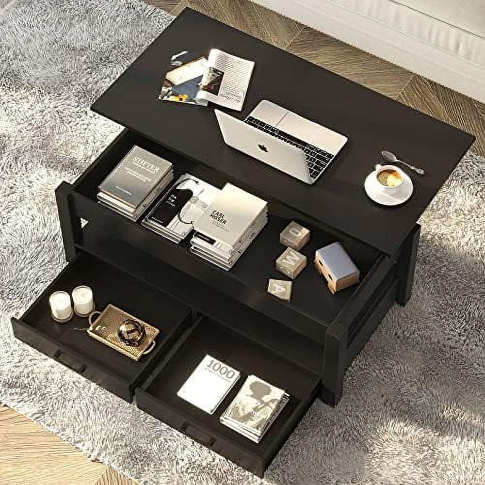 Lift Top Coffee Table with Drawers and Hidden Compartment D687