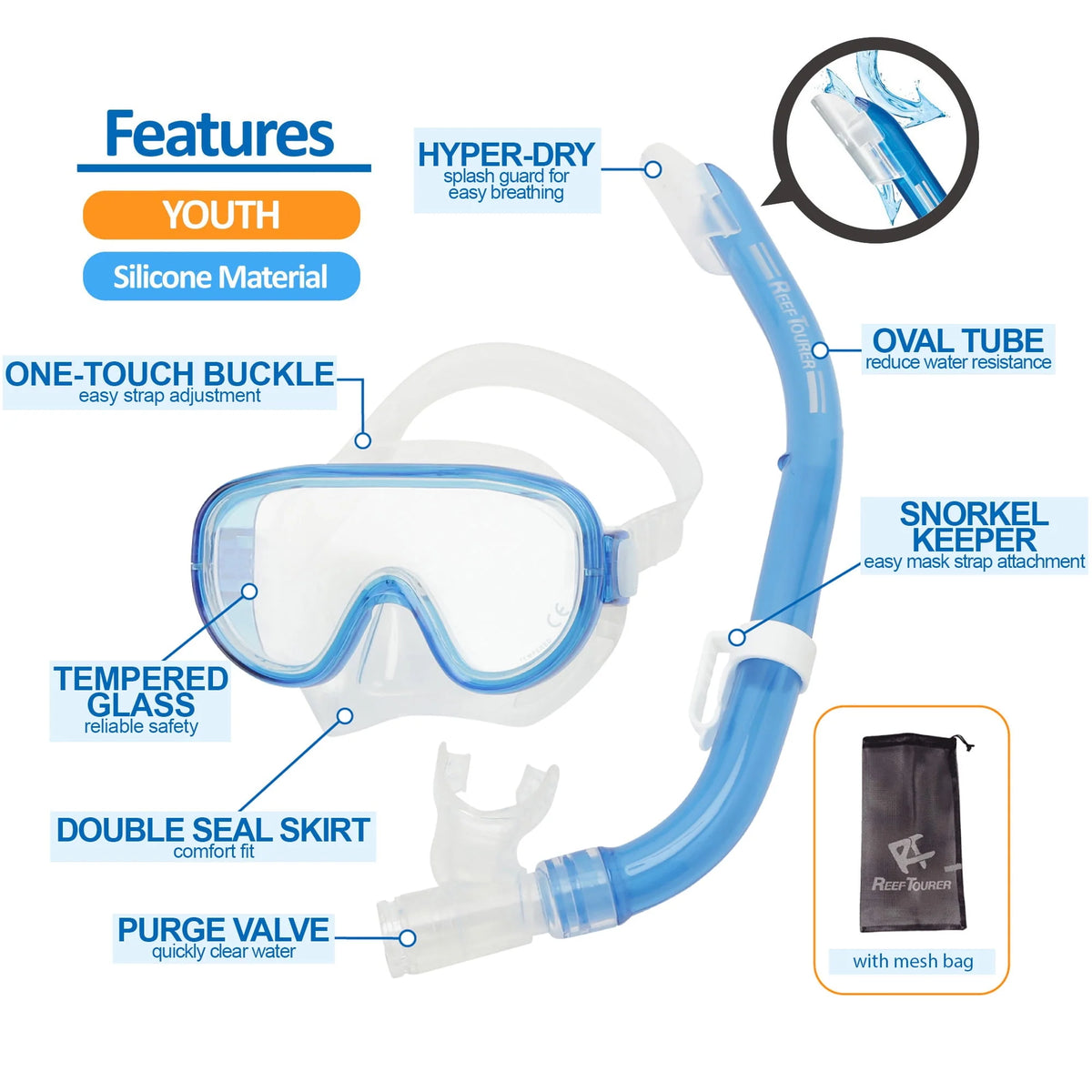 Youth Single-Window Mask & Snorkel Combo Set G1773