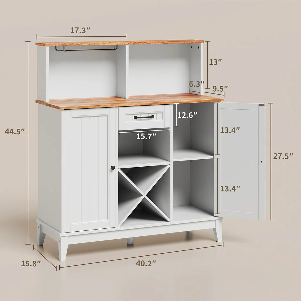 Farmhouse Bar Cabinet with Wine Rack and Goblet Holder O216