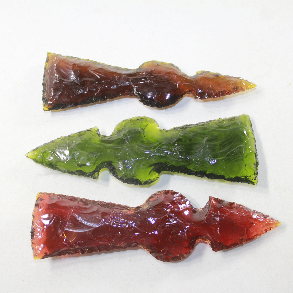 3 Glass Ornamental Tomahawk Heads Y644392