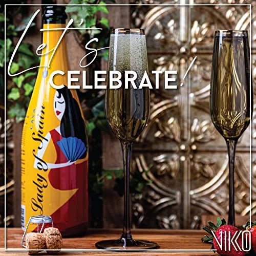 8.5 Ounce Smoked Gold Rim Champagne Flutes Set of 4 K4606