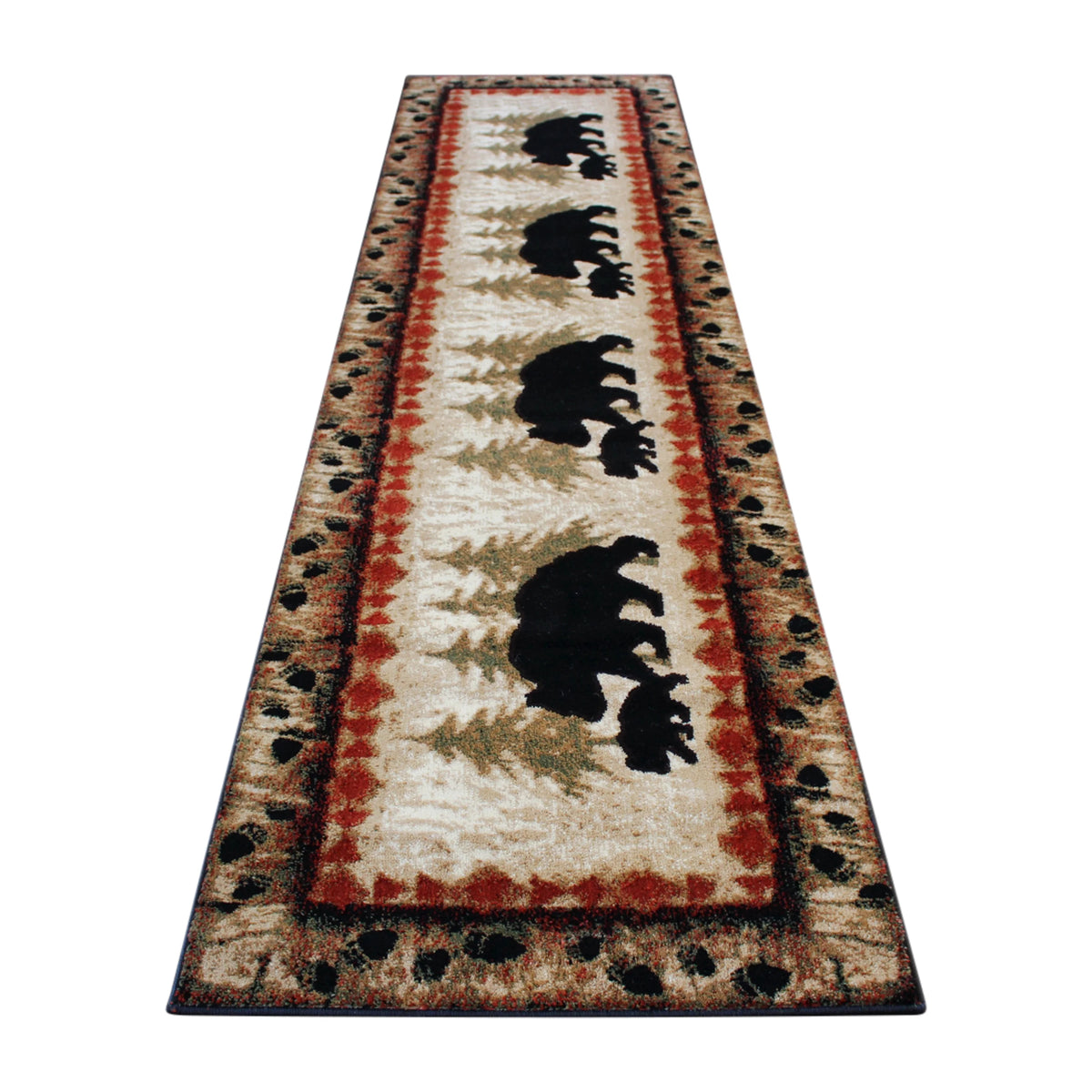 Rustic Cabin Theme Accent Rug with Bear and Cub Design Y758634