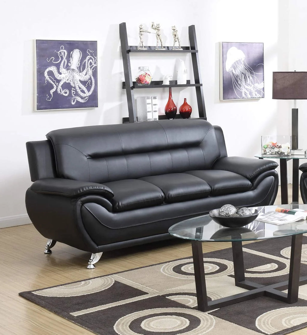 Black Bonded Leather Sofa & Loveseat Set T2977
