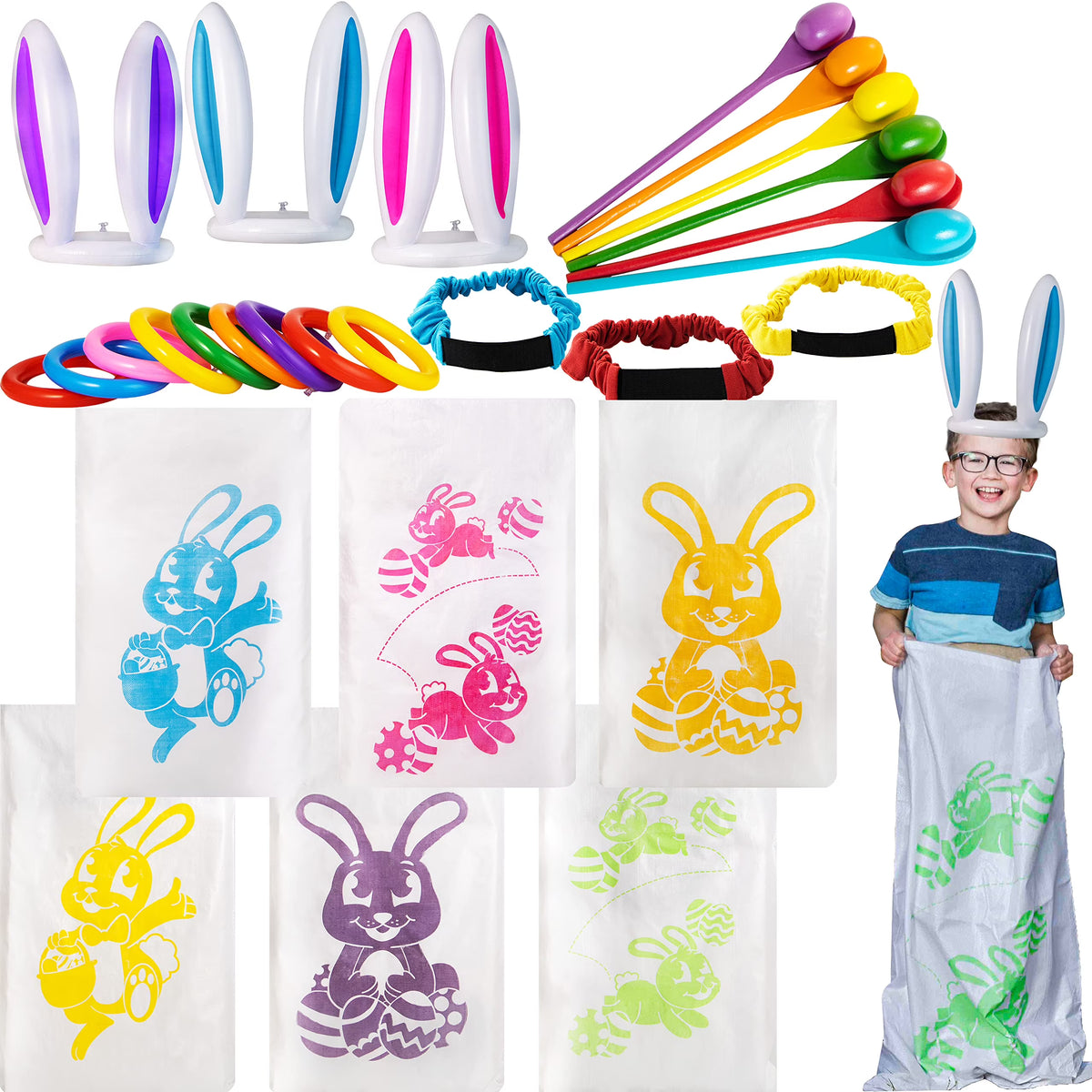 36Pcs 6 Player Easter Potato Sack Race Bags for Kids U6244