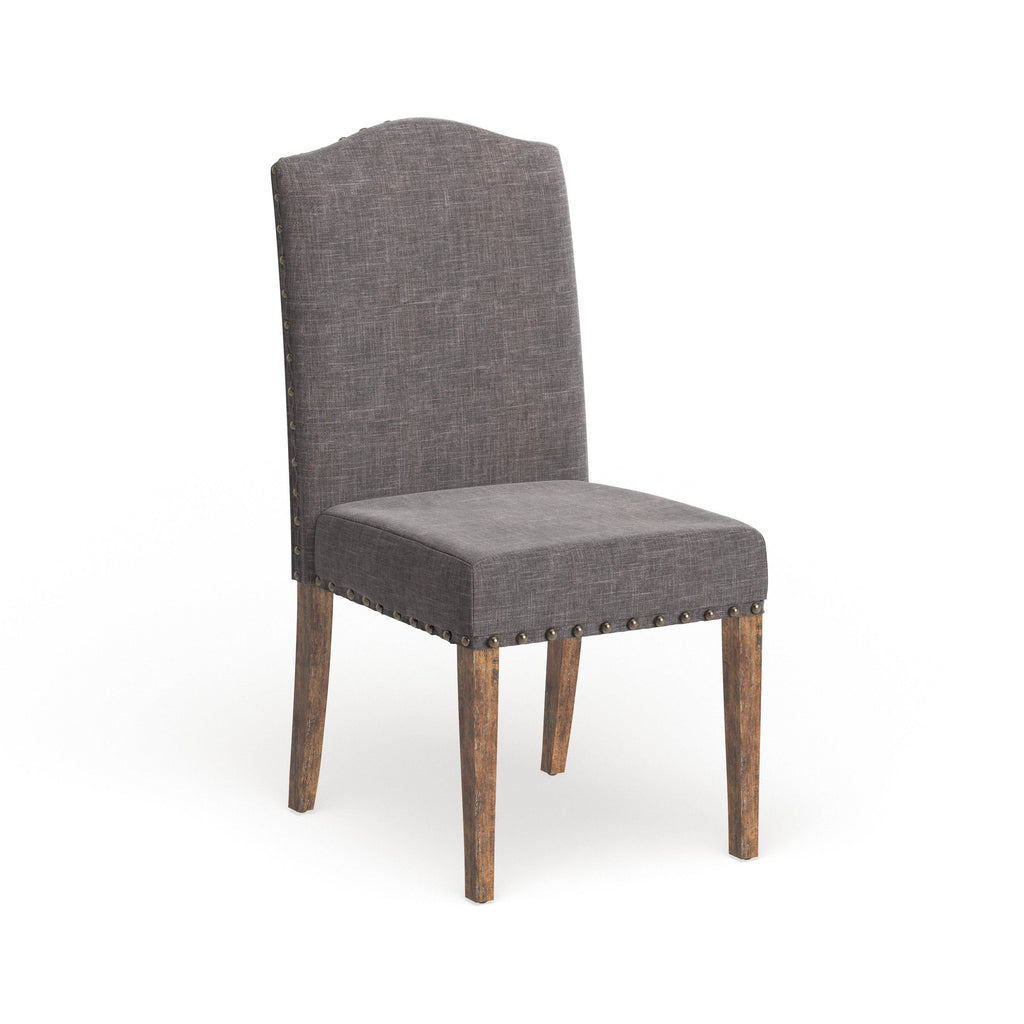 Rustic Brown Fabric Dining Chairs Set of 2 D256