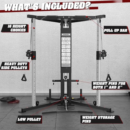 Cable Crossover Machine with Dual Pulley System and Pull-Up Bar W838