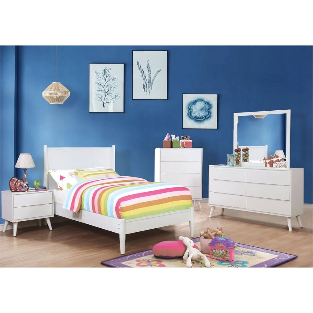 Solid Wood Queen Platform Bed in White K348