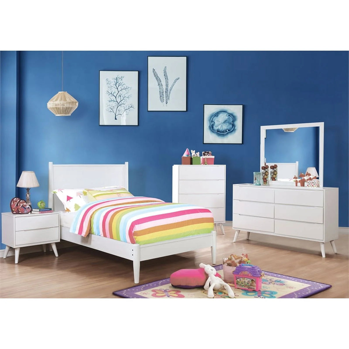 Solid Wood Queen Platform Bed in White K348