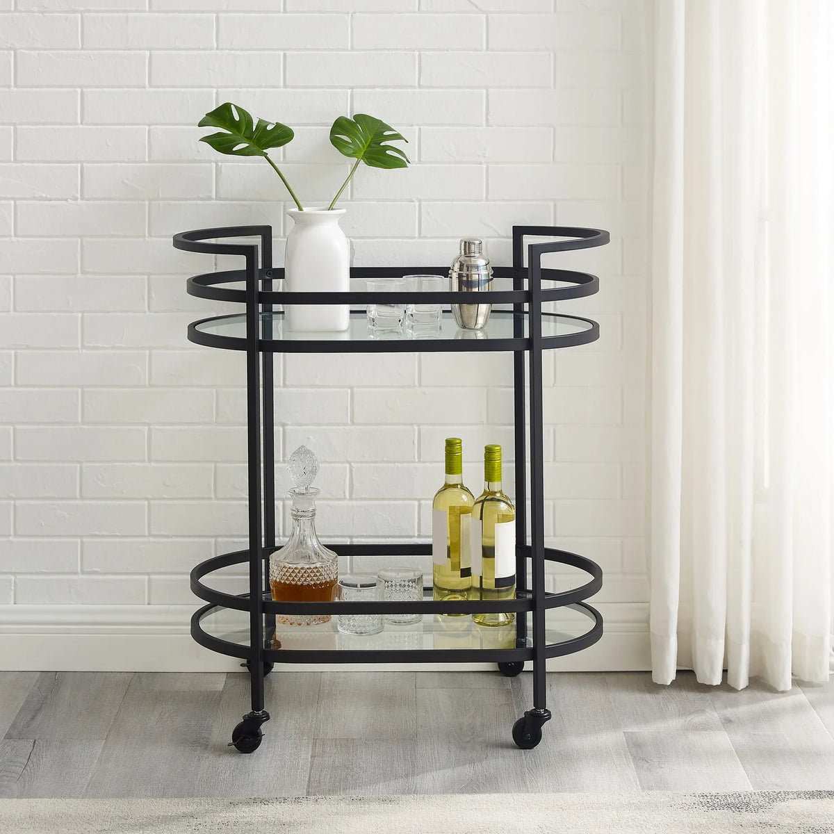 Matte Black Metal Bar Cart J207142