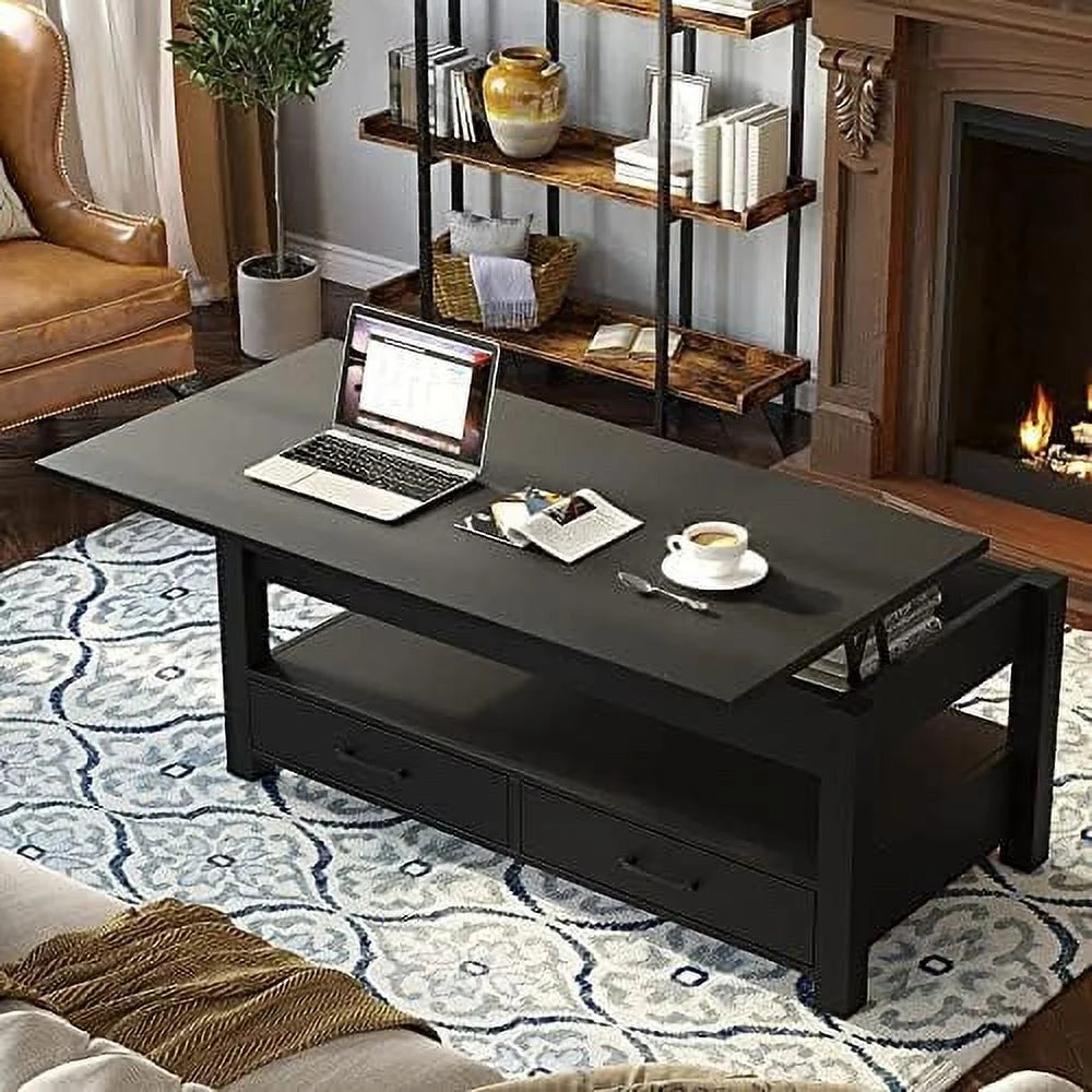 Lift Top Coffee Table with Drawers and Hidden Compartment D687