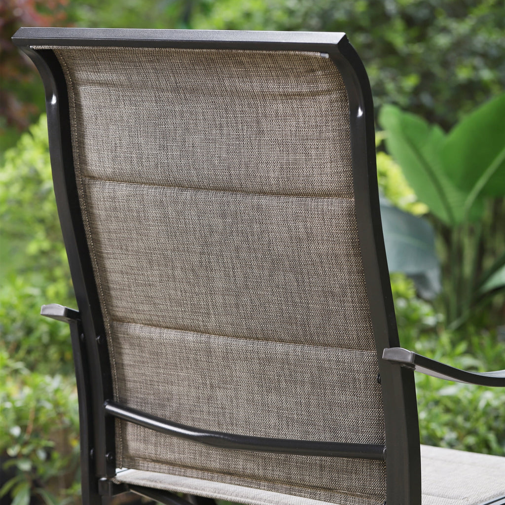 9-Piece Outdoor Dining Set with High Back Swivel Padded Chairs & Extendable Table, Black & Tan H35303