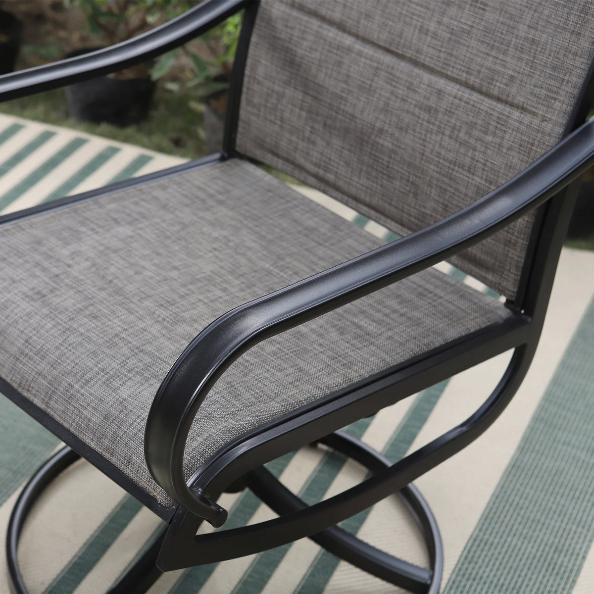 9-Piece Outdoor Dining Set with High Back Swivel Padded Chairs & Extendable Table, Black & Tan H35303
