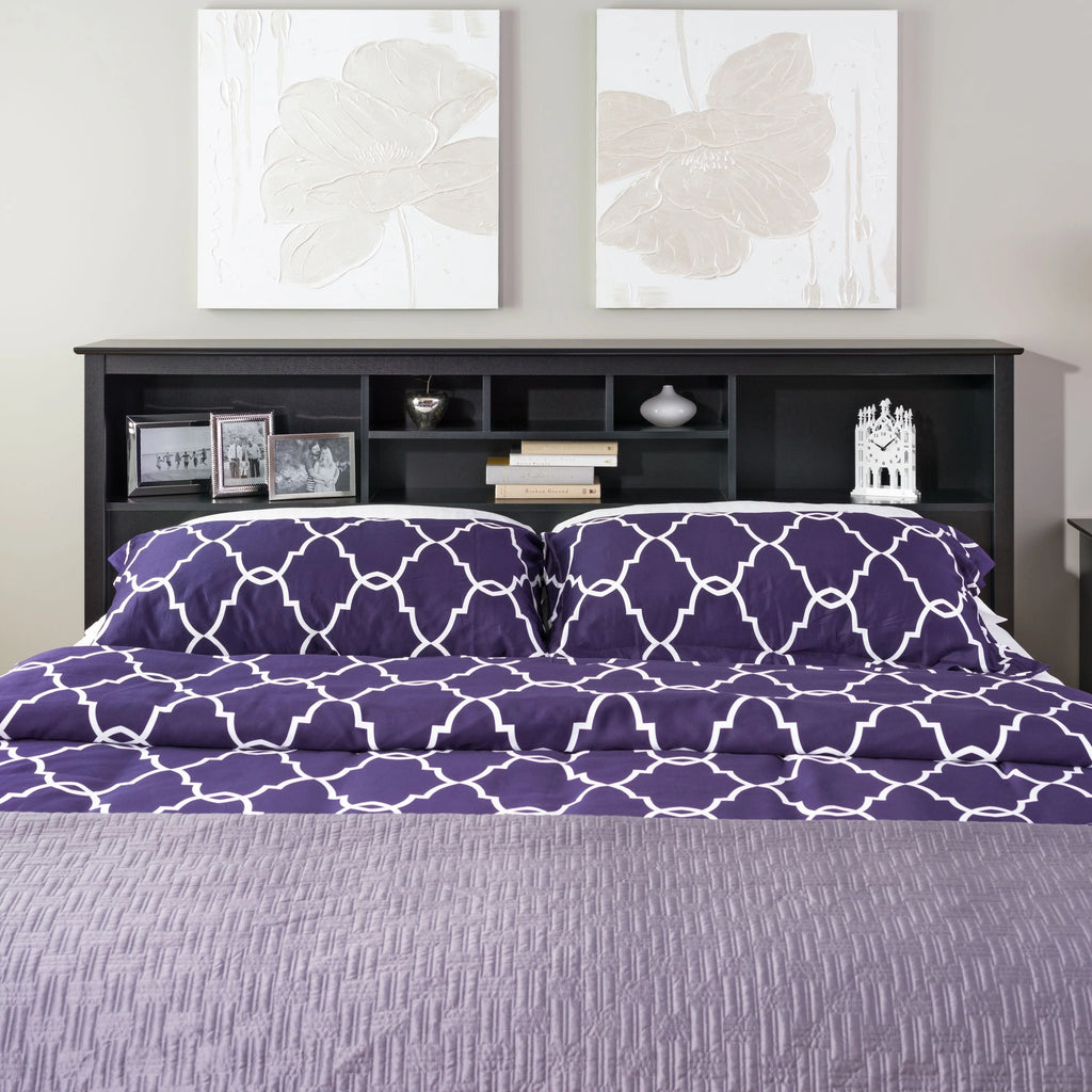 White Full/Queen Bookcase Headboard W554